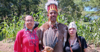 Close up photograph of three Paugussett Tribal Leaders.